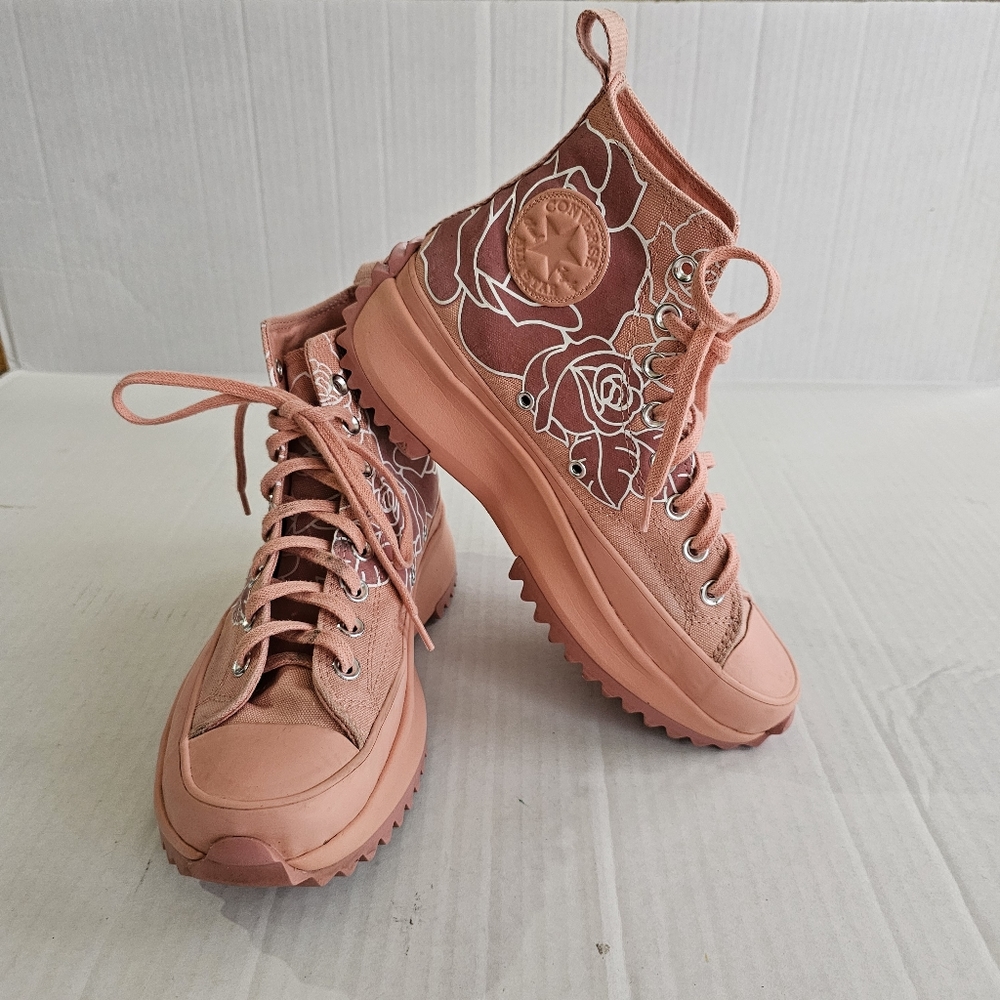 Converse Natasha Cloud Pink Quartz Run Star hiking sneakers sz 9 high top floral